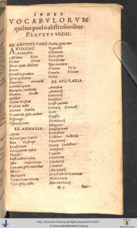 Index Vocabulorum.