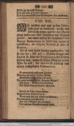 Cap. XIII. [Von den Jambischen Oden]