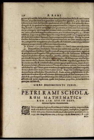 Petri rami scholarum mathematicarum. Lib XVII.
