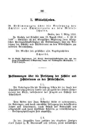 Bestimmungen über die Versetzung der Schüler und Schülerinnen an den Mittelschulen : [E. Mittelschulen]