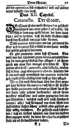 Das XII. Capitel. Cataracta. Der Staar.