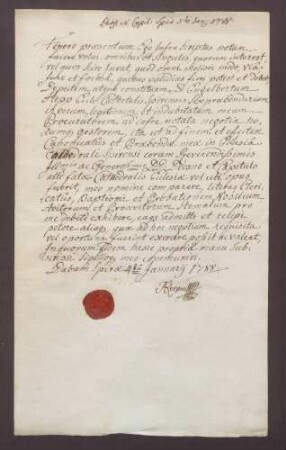 Procuratorium des Anselm Franz von Kerpen für Engelbert Hepp.