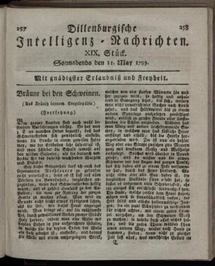 XIX. Stück. Sonnabends den 11. May 1799.