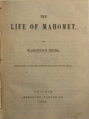 The life of Mahomet