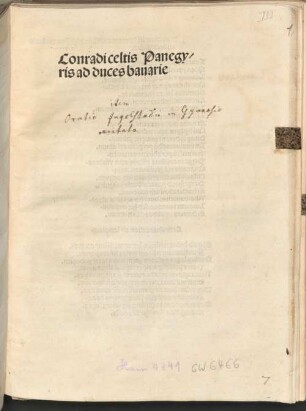 Conradi Celtis Panegyris ad duces Bavarie