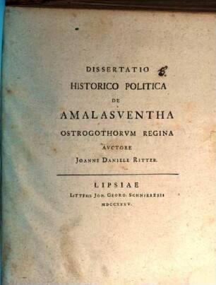 Diss. ... de Amalasventha, Ostrogothorum regina