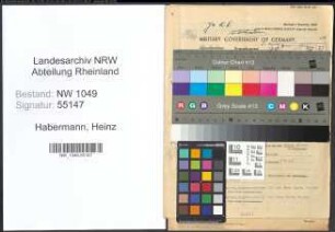 Entnazifizierung Heinz Habermann , geb. 21.04.1909 (Kaufmaennischer Angestellter)