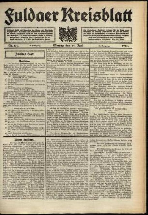 Zweite Ausgabe vom Montag, den 19. Juni 1911.