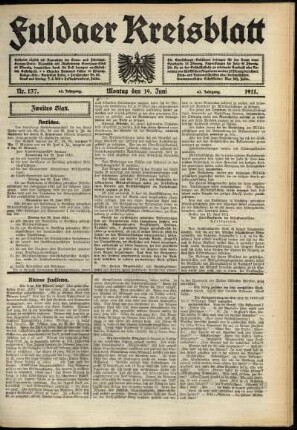 Zweite Ausgabe vom Montag, den 19. Juni 1911.