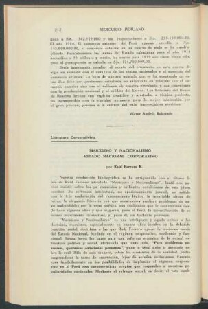 Literatura corporativista - Marxismo y Nacionalismo, Estado Nacional Corporativo