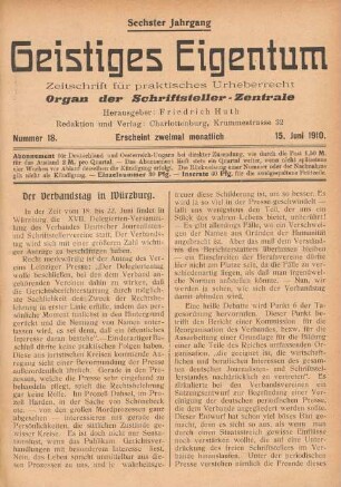 Nummer 18 (15. Juni 1910)