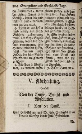 V. Abtheilung. Handelt Von der Busse, Beicht und Absolution.