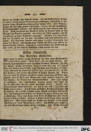 Eilfter Haupttitul: Von Asiatischen Geschichten