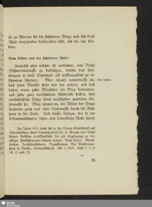 Vom Sehen und der sichtbaren Welt