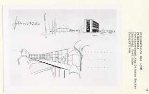 Filmstudio, Berlin-Spandau (Diplomarbeit bei Karl Wilhelm Ochs): Skizzen, Perspektivische Ansichten