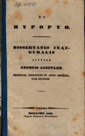 De hypopyo : Diss. inaug.