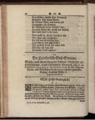 VI. Die Catechetische Buß-Stimme.