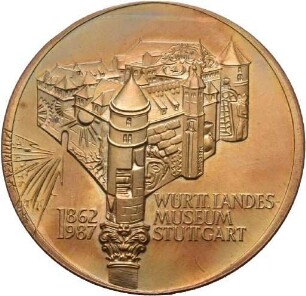 Dickabschlag der Medaille von Victor Huster auf 150 Jahre Landesmuseum Württemberg