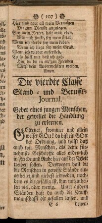 Die vierdte Classe Stand- und Beruff[s]-Journal