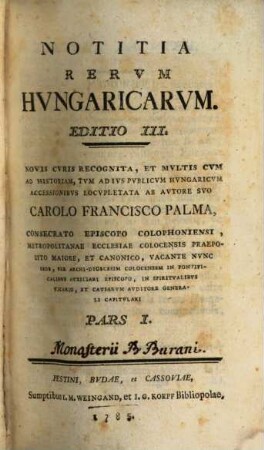 Notitia Rervm Hvngaricarvm. 1