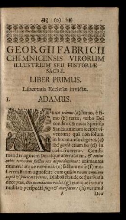Liber Primus. Libertatis Ecclesiae invictae