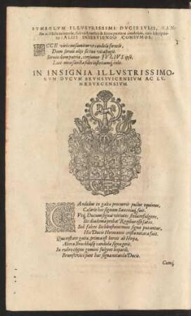 In Insignia Illustrissimorum Ducum Brunswicensium ...