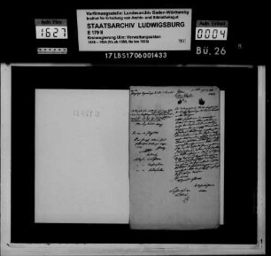 Übernahme von Akten betr. Denunziation gegen Oberamtmann Hofacker zu Saulgau von 1810-1813 aus dem Archiv des Innern