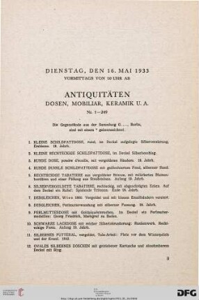 Antiquitäten (Nr. 1-249)
