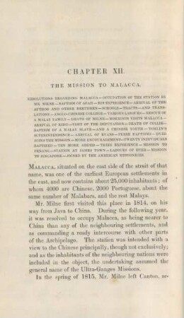 Chapter XII. The mission to Malacca