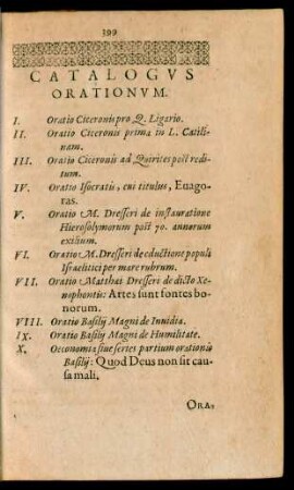 Catalogus Orationum.