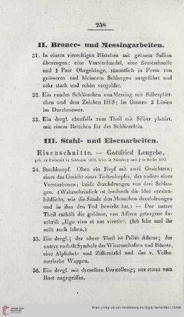 III. Stah- und Eisenarbeiten