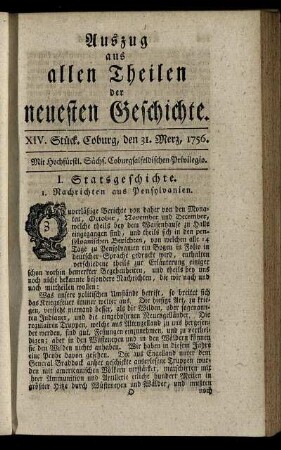 XIV. Stück. Coburg, den 31. Merz, 1756.