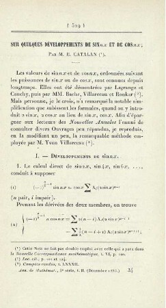 Sur quelques développements de ...