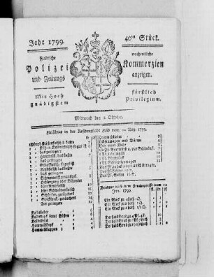 40tes Stück, Ausgabe vom 2. Oktober 1799