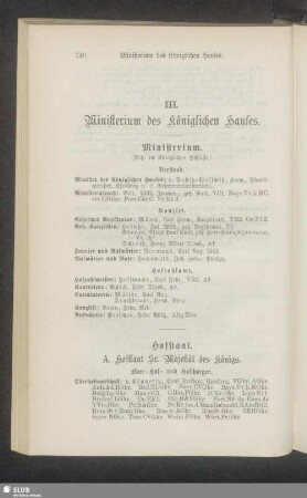 III. Ministerium des Königlichen Hauses