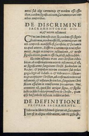 De Discrimine Sacramentorum Novi, et veteris testamenti