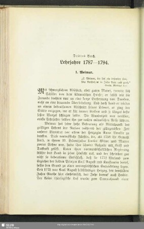 Drittes Buch. Lehrjahre 1787 - 1794
