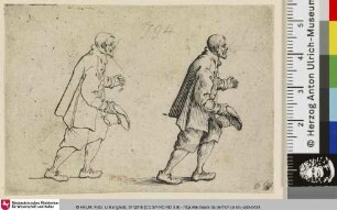 [Mann gehend nach rechts mit Hut in der Hand]
