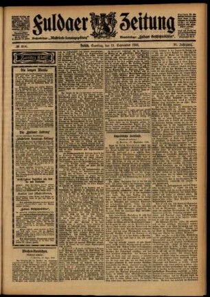 Zweite Ausgabe vom Samstag, den 19. September 1903.