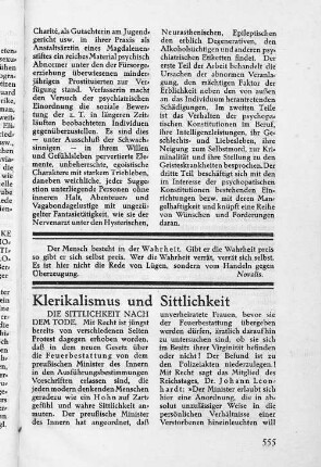 Klerikalismus und Sittlichkeit