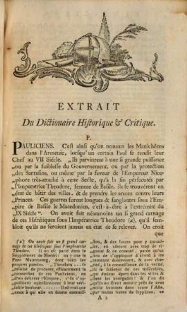 Extrait Du Dictionaire Historique Et Critique De Bayle : Divisé En Deux Volumes Avec Une Preface. 2