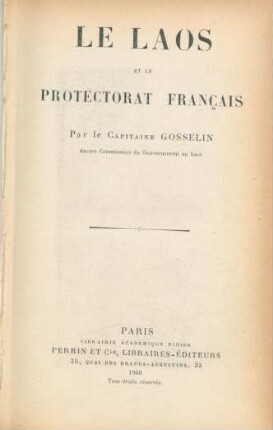 Le Laos et le protectorat français