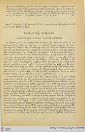 6: Latein ist mehr als Latinum : Aussprache über den Latein-Unterricht in Marburg
