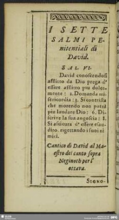 I Sette Salmi Penitentiali di David