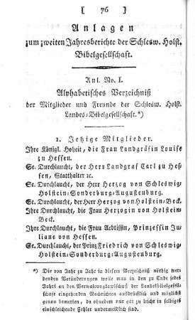 Anlagen zum zweiten Jahresberichte der Schlesw. Holst. Bibelgesellschaft.