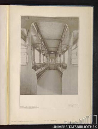 Teil VIII. Tafel 63. Wagen II. Kl. : Innenansicht. Architekt: Alfred Grenander.