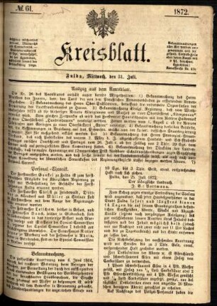 Ausgabe vom Mittwoch, den 31. Juli 1872.