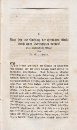 579-596 Was setzt die Stiftung der christlichen Kirche durch einen Gekreuzigten voraus? : eine apologetische Skizze