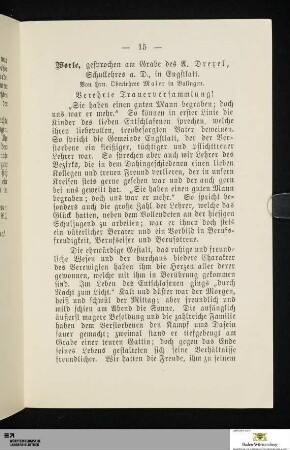 Worte, gesprochen am Grabe ...