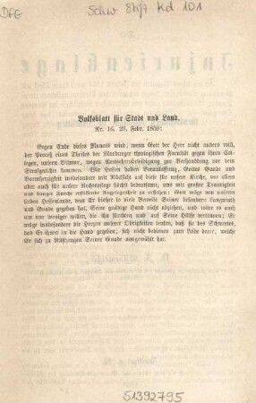 Volksblatt für Stadt und Land. Nr. 26. 23. Febr. 1859.
